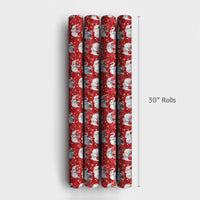 Red Snowy Holiday Gift Wrap, Watercolor Elephant Christmas Wrapping Paper, Adorable Winter Animal Wrapping Paper, Festive Holiday Present Wrap