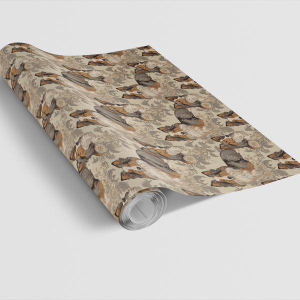 Shetland Sheepdog Gift Wrap Roll, Vintage Sheltie Toile Wrapping Paper, Dog Breed Gift Wrapping Paper, Christmas Birthday Pre
