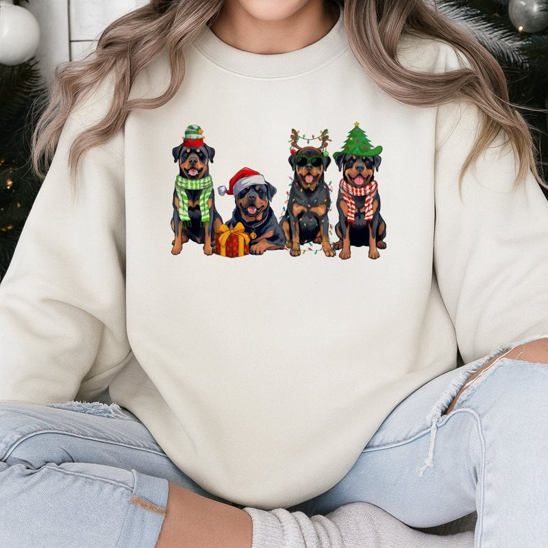 Holiday Dog Lover Sweatshirt, Rottweiler Christmas Sweatshirt, Festive Rottie Xmas Pullover, Adorable Dog Mom Crewneck Sweatshirt, Winter Present
