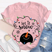 Let It Snow Holiday Graphic Tee, Christmas Lights Snowflakes Snowmen Shirt, Winter Wonderland T-Shirt, Festive Xmas Tee, Adorable Christmas Present