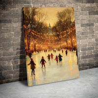 Impressionist Holiday Lights Canvas, Winter Ice Skating Canvas Art, Festive Christmas Canvas Print, Comfy Winter Wall Art, Holiday Home Decor