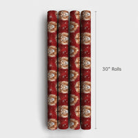 Red Snowflake Gift Wrap, Watercolor Lion Christmas Wrapping Paper, Wildlife Winter Holiday Wrapping Paper, Animal Lover Holiday Gift Wrap