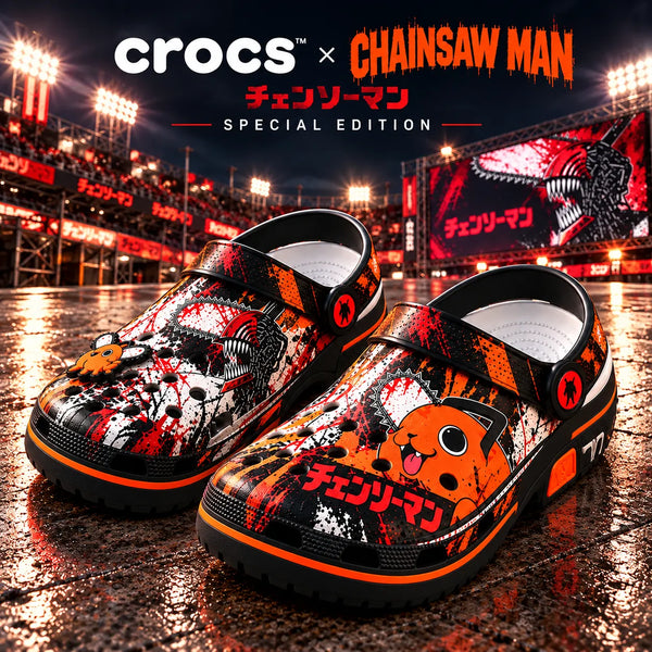 Chainsaw Man - Hazard Stripes, Splatter and the Orange Grin - main