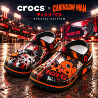 Chainsaw Man - Hazard Stripes, Splatter and the Orange Grin