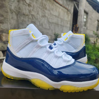 High Top Sneakers, Blue White Yellow Colorway, Lace Up Design, Casual Gift for Sneaker Fans