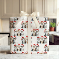 Adorable Cat Lover Christmas Gift Wrap, Watercolor Kittens in Santa Hats Wrapping Paper, Festive Holiday Wrapping Paper, Kitten Present Paper