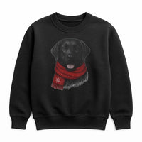 Festive Black Lab Crewneck, Black Labrador Christmas Sweatshirt, Adorable Red Scarf Dog Sweatshirt, Winter Dog Lover Sweater, Xmas Holiday Present