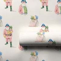 Blue Helmet Santa Gift Wrap, Watercolor Santa Claus Wrapping Paper, Whimsical Christmas Wrapping Paper, Fun Holiday Present Wrapping Paper