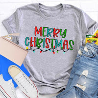 Festive School Holiday Shirt, Merry Christmas Lights Teacher T-Shirt, Adorable Christmas Teacher Graphic Tee, Xmas Educator Present for Teacher