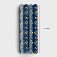 Adorable Scarf Mouse Gift Wrap, Winter Mouse Christmas Wrapping Paper, Watercolor Holiday Wrapping Paper, Snowy Night Animal Gift Wrap Roll