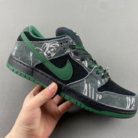 Low Top Sneakers, Black Green Gray Colorway, Lace Up Design, Casual Gift for Sneaker Fans