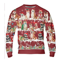 Custom Name and Number Ugly Sweater, Shiba Inu Ugly Christmas Sweater, Dog Lover Holiday Ugly Sweater, Festive Dog Breed Xmas Crewneck Present