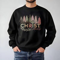 Christian Christmas Tree Graphic Sweater, Merry Christ-mas Sweatshirt, Faith Based Holiday Crewneck, Religious Xmas Pullover Sweatshirt