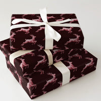 Maroon Christmas Gift Wrap, Pink Leaping Reindeer Wrapping Paper, Watercolor Antler Holiday Wrapping Paper, Elegant Winter Gift Wrap Roll
