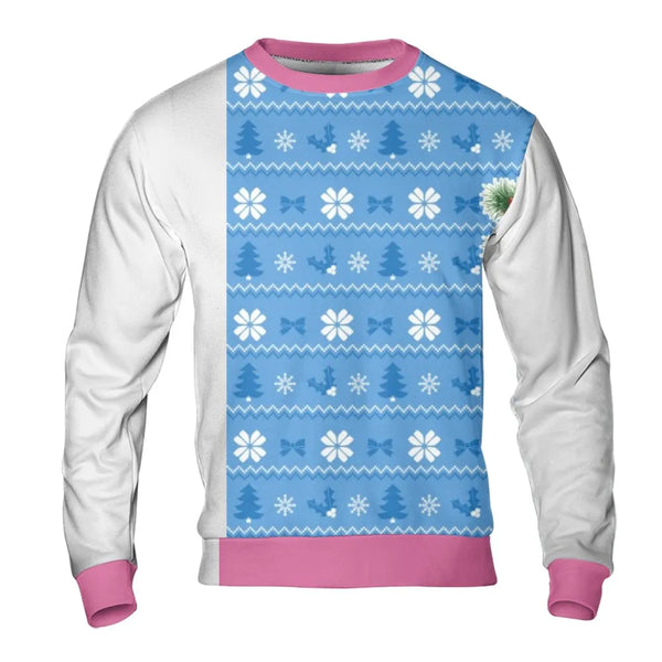 Pastel Ugly Christmas Sweater, Pink and Blue Split Color Christmas Sweatshirt, Split Pattern Holiday Sweatshirt, Festive Crew