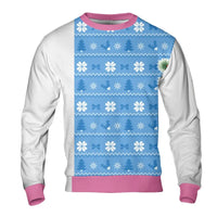 Pastel Ugly Christmas Sweater, Pink and Blue Split Color Christmas Sweatshirt, Split Pattern Holiday Sweatshirt, Festive Crewneck Pullover