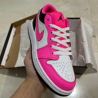 Low Top Sneakers, White Black Pink Colorway, Lace Up Design, Casual Gift for Sneaker Fans