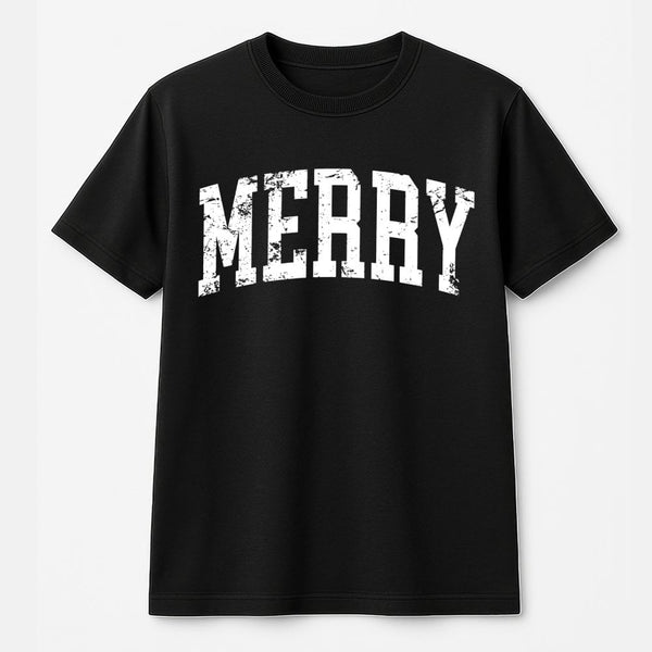 Vintage Merry Christmas Shirt, Distressed Merry T-Shirt, Retro Holiday Graphic Tee, Comfy Winter Christmas T-Shirt