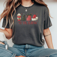 Festive Holiday Tree Graphic Tee, Tis the Season Christmas T-Shirt, Adorable Christmas Coffee Shirt, Winter Holiday Womens Tee