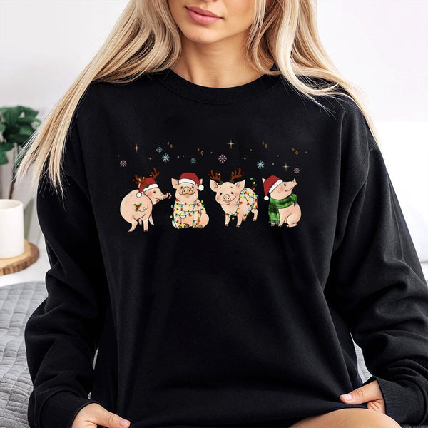 Humorous Festive Farm Animal Crewneck, Christmas Pig Sweatshirt, Holiday Pig Lover Sweater, Adorable Farmer Pullover, Xmas Pr