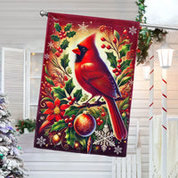 Winter Season Double Sided Lawn Flag, Cardinal Bird Christmas Garden Flag Red Cardinal Holiday Yard Flag, Outdoor Xmas Yard Banner