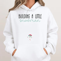 Christmas Pregnancy Reveal Sweatshirt, Building a Little Snowman Hoodie, Winter Baby Announcement Pullover, Adorable Mom to Be Holiday Hoodie
