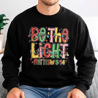 Christmas Lights Faith Sweater, Be the Light Matthew 5:14 Sweatshirt, Bible Verse Crewneck, Holiday Faith Sweatshirt, Christian Present