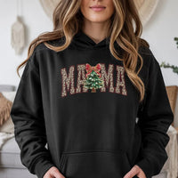 Festive Holiday Mama Sweatshirt, Leopard Mama Christmas Tree Hoodie, Comfy Christmas Tree Pullover, Mother's Day 2026 Mama Sweater