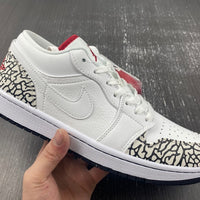 Low Top Sneakers, White Gray Colorway, Snake Pattern, Lace Up Design, Casual Gift for Sneaker Fans