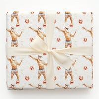 Humorous Volleyball Santa Christmas Gift Wrap, Beach Santa Wrapping Paper, Tropical Summer Holiday Present Paper, Gag Gift Wrap