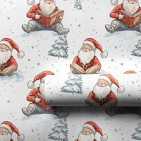 Comfy Winter Holiday Gift Wrap, Santa Reading Book Wrapping Paper, Watercolor Santa Claus Wrapping Paper, Christmas Book Lover Gift Wrap