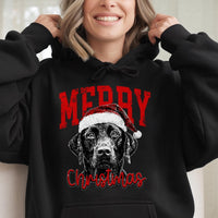 Santa Hat Black Lab Hoodie, Black Labrador Christmas Hoodie, Adorable Holiday Dog Mom Sweatshirt, Festive Retriever Winter Pullover Present