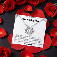 Sparkling CZ Crystal Gold Pendant, Nana to Granddaughter Love Knot Necklace, Sentimental Birthday Jewelry, Granddaughter Christmas Present