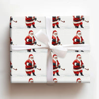 Sports Christmas Gift Wrap, Hockey Santa Wrapping Paper, Humorous Santa Claus Wrapping Paper, Ice Hockey Fan Holiday Gift Wrap Paper Roll