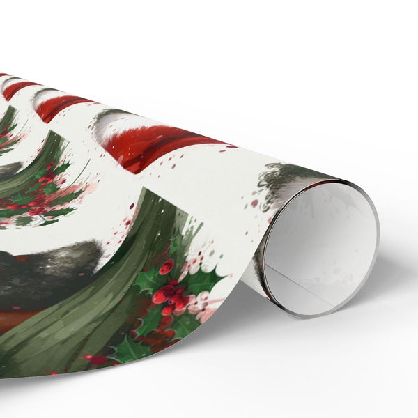 African American Santa Gift Wrap, Black Santa Wrapping Paper, Festive Holly Christmas Wrapping Paper, Holiday Gift Wrapping P