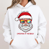 Tropical Christmas Sweatshirt, Key West Santa Beach Hoodie, Coastal Holiday Pullover Hoodie, Beach Santa Graphic Hooded Sweatshirt