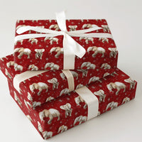 Red Snowflake Animal Gift Wrap, Watercolor Elephant Christmas Wrapping Paper, Winter Wildlife Elephant Wrapping Paper, Xmas Wrapping Paper