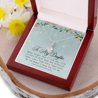 Cubic Zirconia Ribbon Pendant Necklace, To My Daughter Christmas Necklace from Mom, 14k White Gold Stainless Steel Necklace, Xmas Present