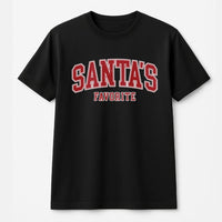 Varsity Lettering Christmas T-Shirt, Santa's Favorite T-Shirt, Retro Holiday Graphic Tee, Festive Santa Christmas Graphic T-Shirt