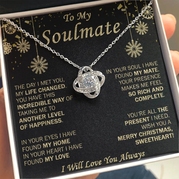 Romantic Love Knot Pendant Necklace, Soulmate Love Knot Necklace, Cubic Zirconia Knot Necklace, Present for Wife or Girlfrien