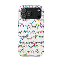 Holiday String Light Pattern Cover, Christmas Lights iPhone Case, Dual Layer Polycarbonate Case, Festive Winter Xmas Aesthetic Case