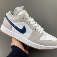 Low Top Sneakers, Blue White Gray Colorway, Lace Up Design, Casual Gift for Sneaker Fans