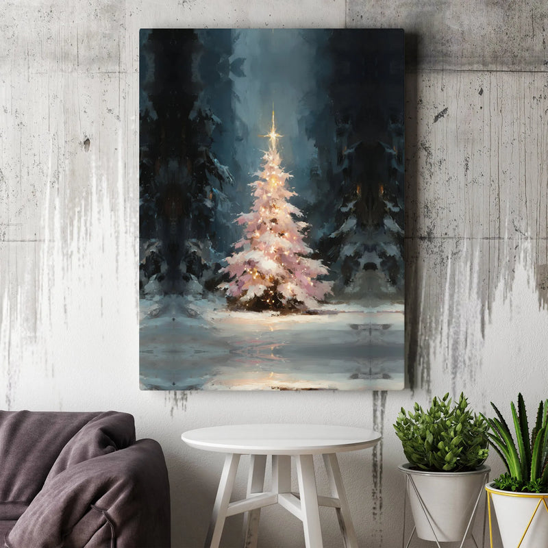 Snowy Landscape Oil Painting Art, Christmas Tree Winter Forest Canvas Print, Holiday Canvas Wall Decor, Xmas Poster, Digital Download