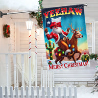 Yeehaw Christmas Yard Flag, Texas Cowboy Santa Riding Reindeer Garden Flag, Double Sided Western Holiday Flag, Texan Outdoor Decor