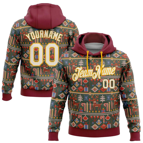 Personalized Name and Number Holiday Hoodie, Custom Christmas Pullover Hoodie, Xmas Sports Fan Fleece Sweatshirt, Holiday Pre