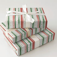 Red Green Gold Dot Gift Wrap, Watercolor Stripe Christmas Wrapping Paper, Elegant Holiday Wrapping Paper, Festive Winter Gift Wrap Roll