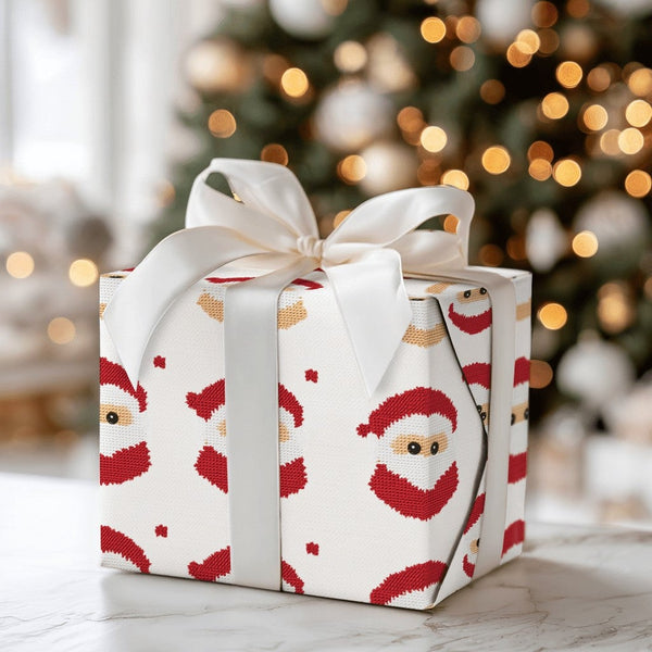 Retro Christmas Gift Wrap, Pixel Art Santa Wrapping Paper, Pixelated Santa Claus Present Paper, Holiday Gift Wrap Roll, Secre