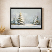 Snowy Christmas Tree Canvas Print, Winter Forest Canvas Wall Art, Holiday Landscape Wall Art, Festive Winter Scene Canvas Wall Decor