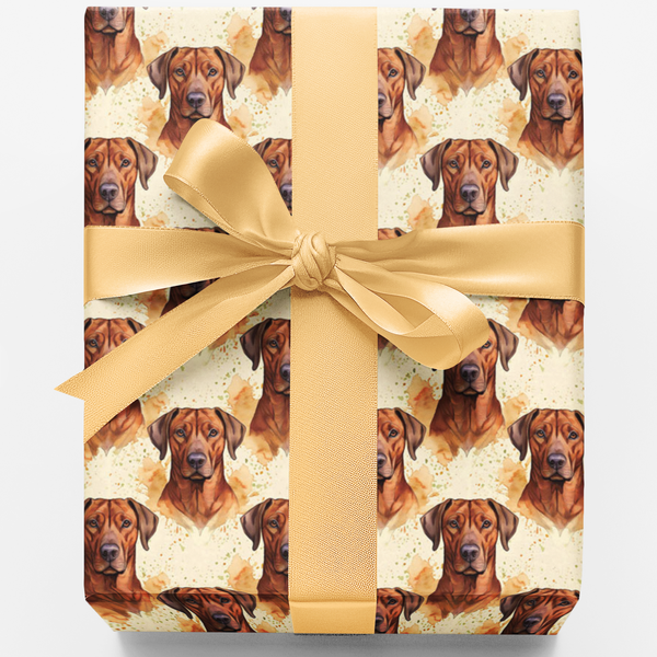 Watercolor Dog Breed Gift Wrap, Rhodesian Ridgeback Wrapping Paper, Festive Hound Christmas Wrapping Paper, Pet Lover Holiday