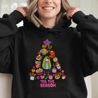 Mexican Holiday Food Hoodie, Our Lady of Guadalupe Christmas Hoodie, Latina Cultural Christmas Hoodie, Comfy Holiday Hooded Sweatshirt